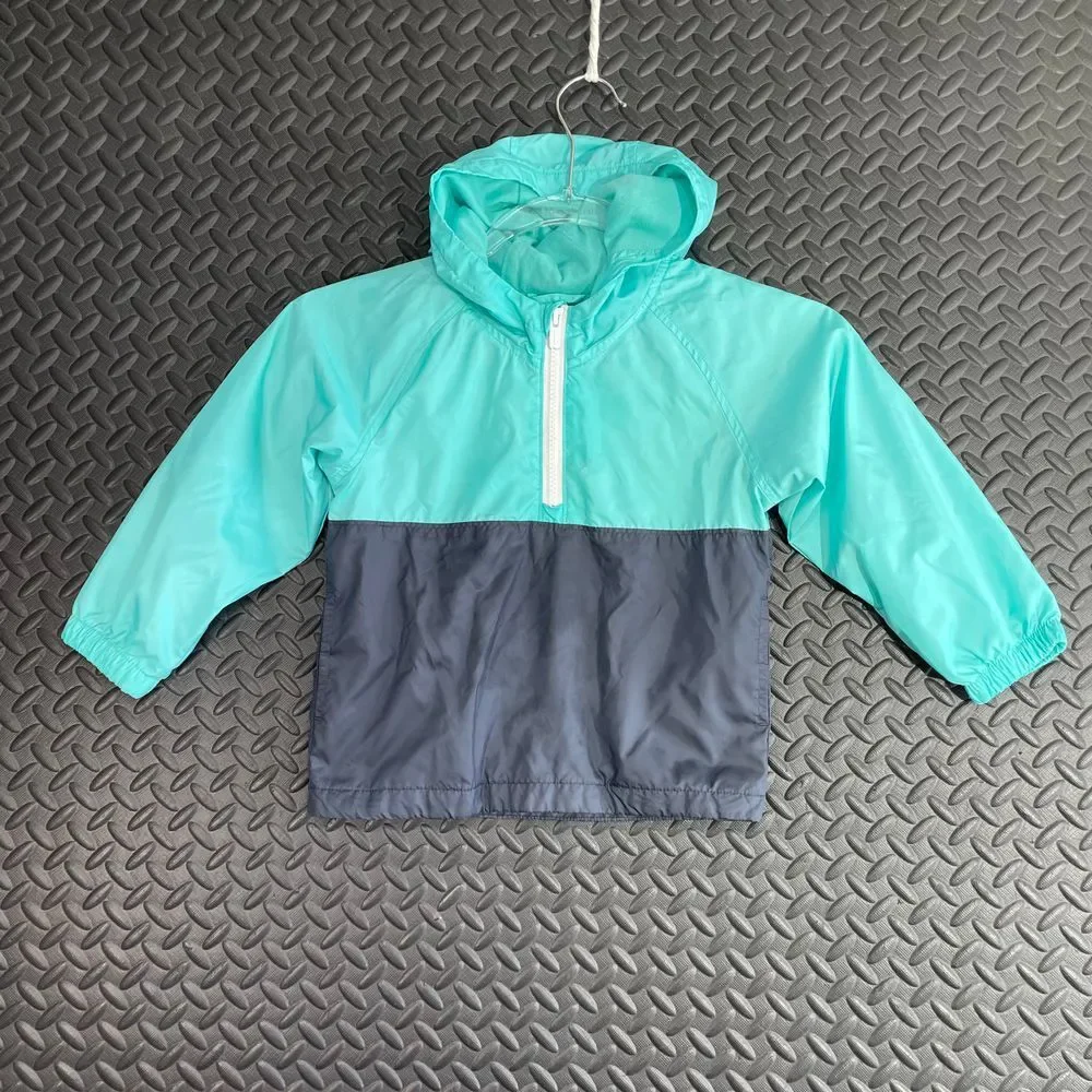 Old Navy Navy Blue Turquoise Half Zip Wind Breaker Jacket‎ Boys Size 3T